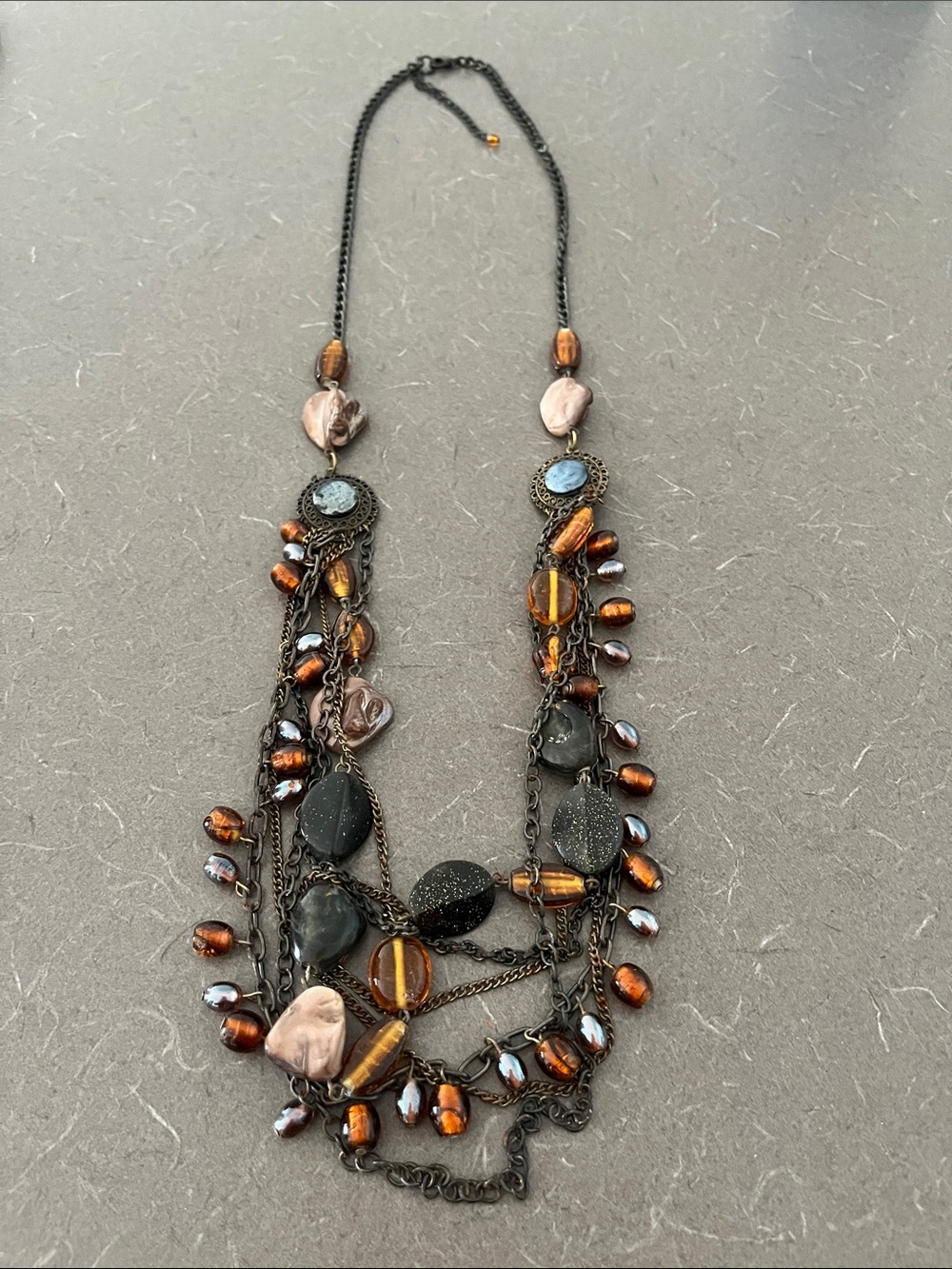 L👀K 3 for $15 Multi-Strand Brown and Black Beaded Statement Necklace